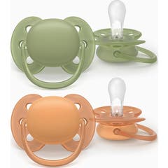 Philips Avent Ultra Soft Sucette Eco 18M+ Vert Orange 2uts