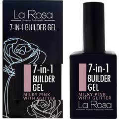 La Rosa Gel Builder 7 en 1 Milky Pink Glitter 15 ml