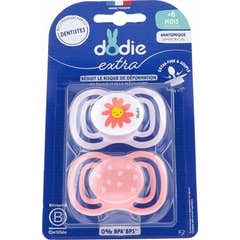 Dodie Extra Sucette Anatomique +6M F2 Nature Rose 2 uts