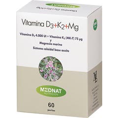 Mednat Vitamine D3+K2+Mg 60 Gélules