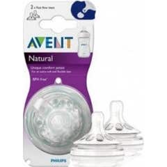 Avent Tétine 2 Trous Silicone Débit lent 1 mois+