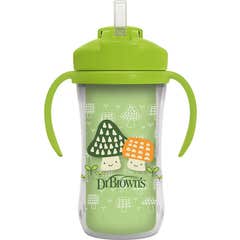 Dr Brown's Gobelet Isotherme avec Paille et Poignées Vert Champignons 300 ml 1 ut