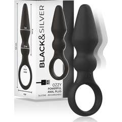 Black&Silver Wells Plug Anal Silicone Télécommande 1ut