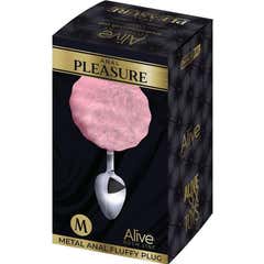 Alive Anal Pleasure Plug Lisse Métal Pompon Rose Taille M 1ut