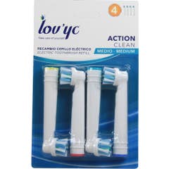 Lovyc Tête de Brosse Électrique de Remplacement Action Clean Medio 4uts