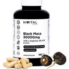 HIVITAL Maca negra peruana 30000 mg con L-Arginina Zinc Vit B6 y B12 180 cáps