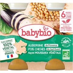 BabyBio Aubergine Pois Chiches Moussaka Végétale 6M+ Bio 2x200 g