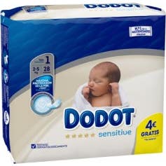 Couche pour nouveau-né sensible au dodot T1, 2-5kg, 28 Unités