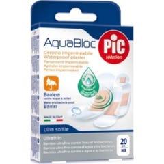 PIC Aquabloc avec pansement adhésif bactéricide 20 Unités