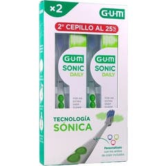 GUM Pack Sonic Daily Brosse À Dents Électrique blanche 2 Unités