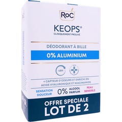 Keops Déodorant à Bille 0% Aluminium 2x30 ml