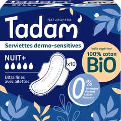 Tadam' Compresas Dermo-Sensitives Noche+ Coton Bio Nuit 10 uds