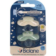 Biolane Sucette anatomique Nuit Vert Beige 2 unités