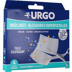 Urgo Brûlures & Blessures Superficielles Tulle Cicatrisant 8x8 cm 4 Unités
