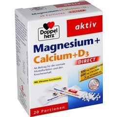 Doppel Herz Aktiv Magnesium + Calcium + D3 Direct 20 Saquetas