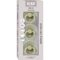 BIBS Pack Try-It Tétines Colour Sage Taille 1 3 Unités