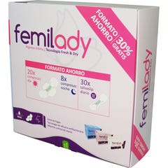 Femilady Compresas D-A 8 Noche 30 Salvaslips Pack