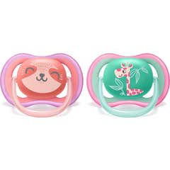 Philips Avent Chupete Ultra Air +18m Animales Rosa 2uds