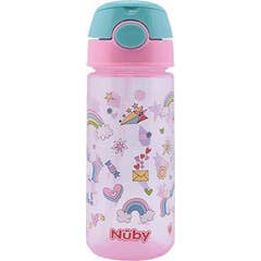 Nûby Taza Botón Push y Pajita Blanda +3 Años Rosa 540ml