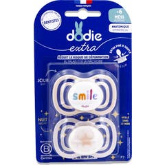 Dodie Extra Sucette Anatomique +6M F7 Fine Jour Nuit 2 uts