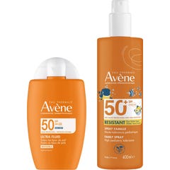 Avène Pack Ultra Fluido Invisible SPF50 50ml + Spray Familia SPF50+ 400ml Avène Pack Ultra Fluido Invisible SPF50 50ml + Spray Familia SPF50+ 400ml