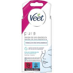 Veet Easy Grip Bandes Dépilatoires Visage Cire Froide Peaux Sensibles 12 Unités
