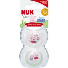 Nuk Star Sucette Silicone Peppa Pig 0-6M 2 uts