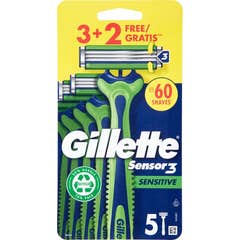 Gillette Sensor3 Sensitive Rasoir Jetable 5uts