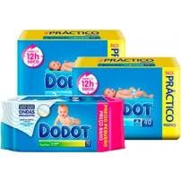 Dodot T-2 3-6kg 40uds+40uds + lingettes Dermo 72uds