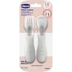 Chicco Set Duo Couverts Inox 18M+ Gris