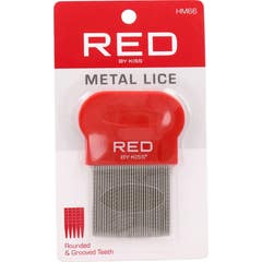 Red By Kiss Metal Lice Comb Rounded & Grooved Teeth 1ut