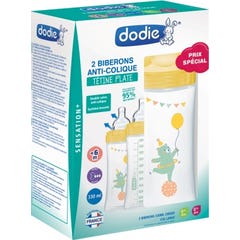 Dodie Biberons Anti-Colique +6m Jaune 2x330ml