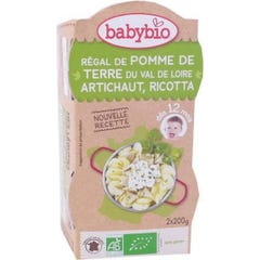 Babybio Mes Légumes dès 12 Mois Bols Pomme de Terre Artichaut Ricotta 2x200 Grammes