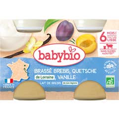 BabyBio Brassé Au Lait De Brebis, Quetsche de Lorraine et Vanille 2x130g