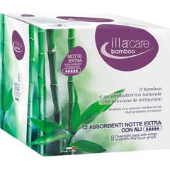 Illa Care Compresas Bambú Noche Extra con Alas 12uds