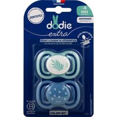 Dodie Extra Sucette Anatomique +6M F3 Fine Bleu 2 uts