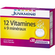 Juvamine 12 Vitamines + 9 Minéraux 30 Comprimés Effervescents