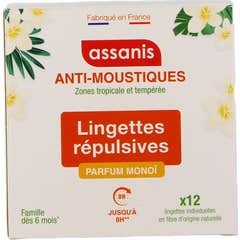 Assanis Anti-moustiques Monoï Lingettes répulsives 12 unités
