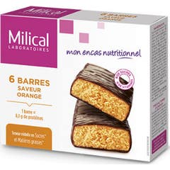 Milical Nutrition Barres Minceur Hyperprotéinées Chocolat Orange 6 Unités