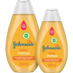 Shampooing classique Johnson's Baby Shampooing pour cheveux doux, brillants et hydratés 500ml + 300ml