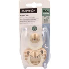 Suavinex sucette anatomique Jour & Nuit 0-6 mois Silicone 2 Und.