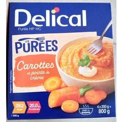 Delical Les Purées Carottes Et Pointe De Crème 4x200g