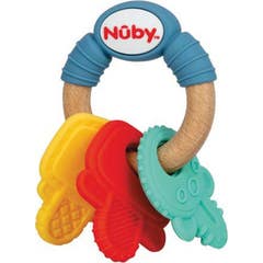 Nuby Anneau Dentition Bois Silicone Clés 3M+ 1ut