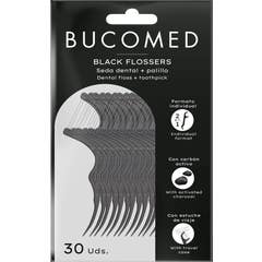 Normon Bucomed Black Flossers 2en1 Fil dentaire + Cure-dent