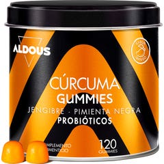 Aldous Bio Curcuma Gingembre Poivre Noir Probiotiques 2500mg 120 Gummies