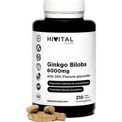 Aliments vitaux Ginkgo Biloba 6000mg 210 gélules végétales