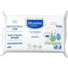 Mustela Lingettes De Coton Bio À l'Eau 60 Unités