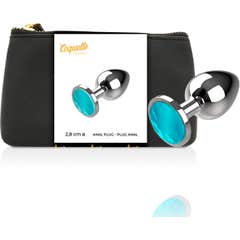Coquette Anal Plug Metal Anal Plug Size S Crystal Blue 2.7X 8cm 1pc