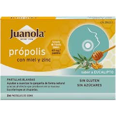 Juanola® Propolis avec Miel et Zinc Goût Eucalyptus 24 pastilles