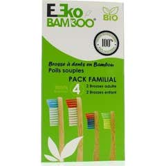 Ekobamboo Brosse à Dents Enfant Poild Souples Vert et Jaune 1ut